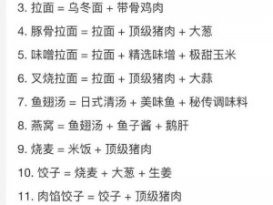 美食梦物语：独家珍藏版全菜谱合成表，涵盖中华美食佳肴百科全书