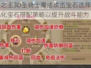 万王之王3D圣骑士魔法攻击宝石选择指南：优化宝石搭配策略以提升战斗能力