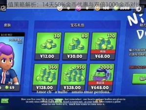 荒野乱斗金币充值策略解析：14天50%金币优惠与双倍1000金币对比，哪种更划算？