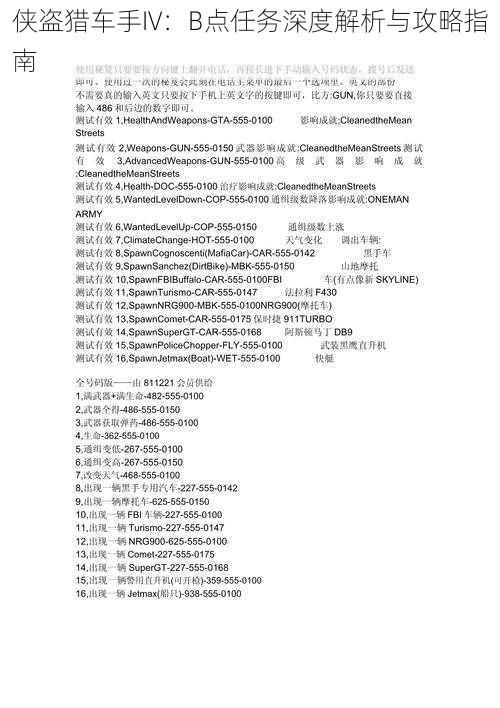 侠盗猎车手IV：B点任务深度解析与攻略指南