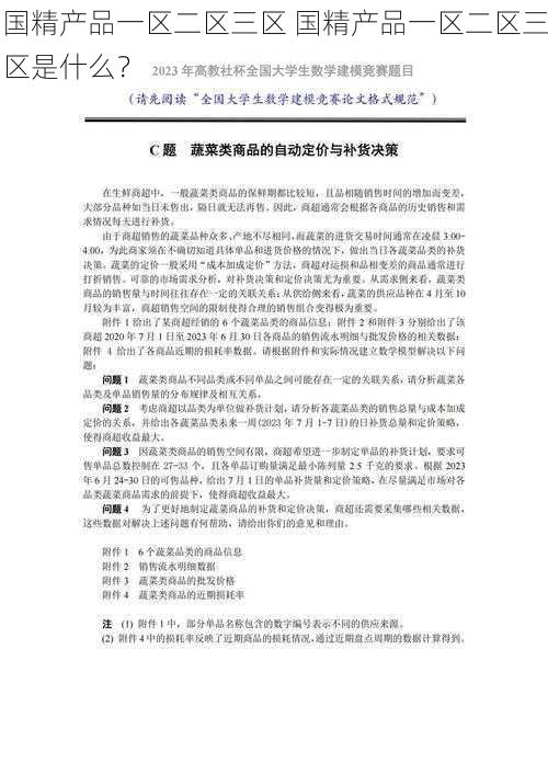 国精产品一区二区三区 国精产品一区二区三区是什么？