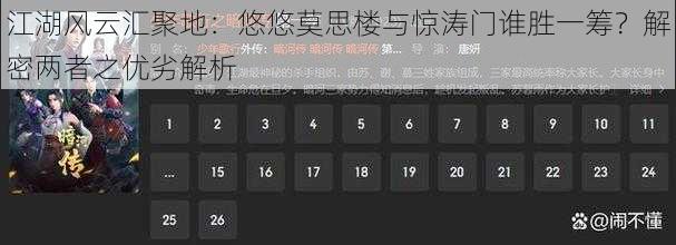 江湖风云汇聚地：悠悠莫思楼与惊涛门谁胜一筹？解密两者之优劣解析