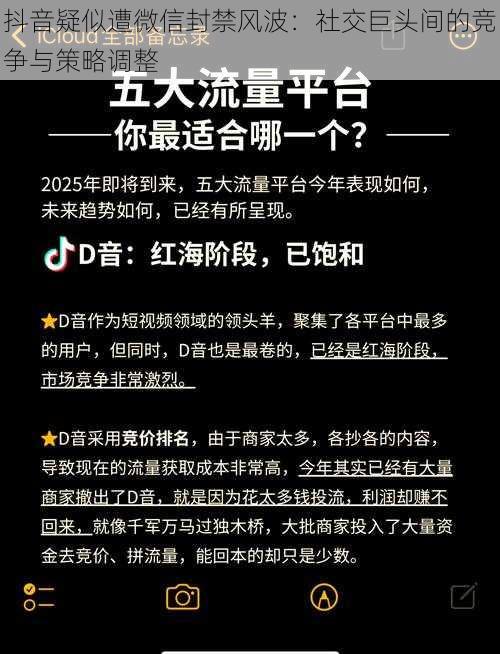 抖音疑似遭微信封禁风波：社交巨头间的竞争与策略调整