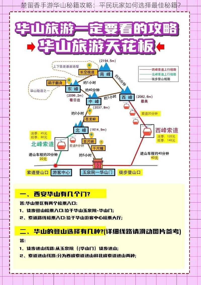 楚留香手游华山秘籍攻略：平民玩家如何选择最佳秘籍？