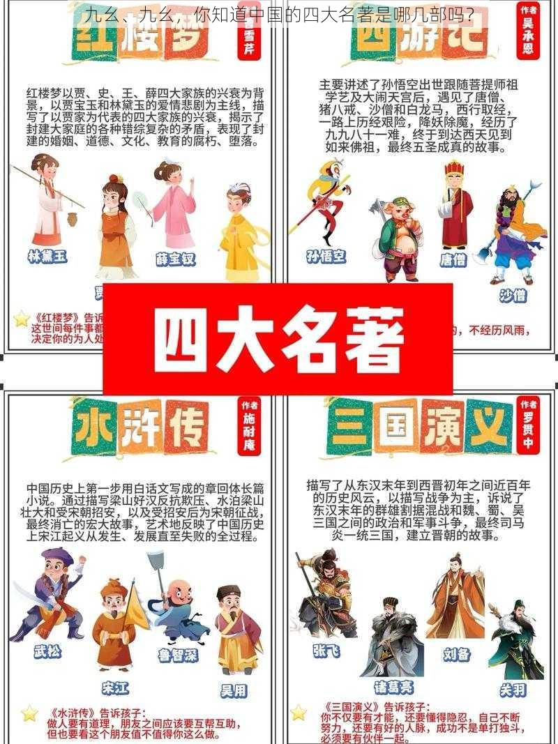 九幺、九幺，你知道中国的四大名著是哪几部吗？