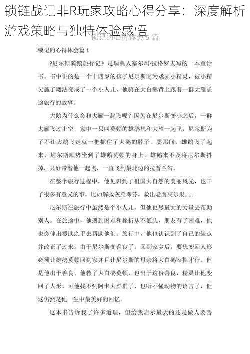 锁链战记非R玩家攻略心得分享：深度解析游戏策略与独特体验感悟