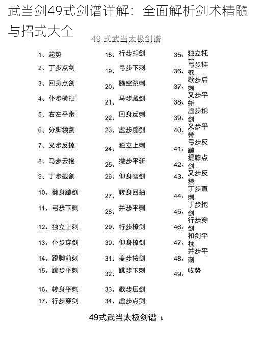 武当剑49式剑谱详解：全面解析剑术精髓与招式大全