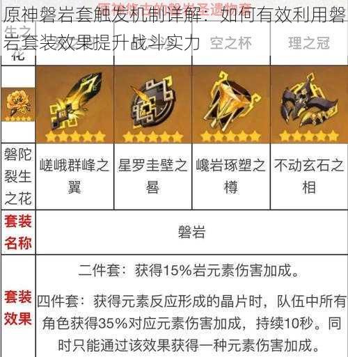 原神磐岩套触发机制详解：如何有效利用磐岩套装效果提升战斗实力