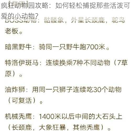 疯狂动物园攻略：如何轻松捕捉那些活泼可爱的小动物？