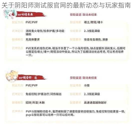 关于阴阳师测试服官网的最新动态与玩家指南